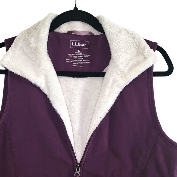 L.L. Bean | Purple Embroidered Fleece Front Zip Insulated Vest - Picture 4 of 8